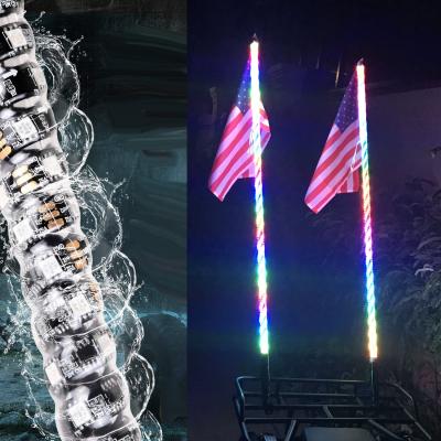 China Transparent Flexible Spiral Tube LED Whip Lights 3ft App Timing Whip Flag Sand Dune Standoff Single Flag Pole Lights For ATV Utv Rzr Off Road for sale