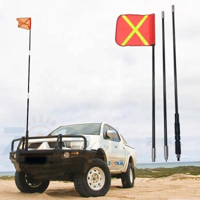 China Fiberglass Tube Safety Mining Whip 10ft Dune Reflective Flag Warning Whip For Picking Up Truck for sale