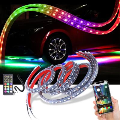 China 6pcs Brake and Turn Signal Light Function 6pcs Car Trucks Off-Road Hunting Color LED Lights Strip Kit APP Remote Control and Waterproof for sale