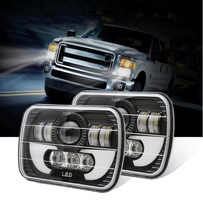 China Auto Square Lights High Low Beam Angel Eye Headlight 12V 24V Truck Lite 4X6 Led Car Headlight 7x6 inch for sale