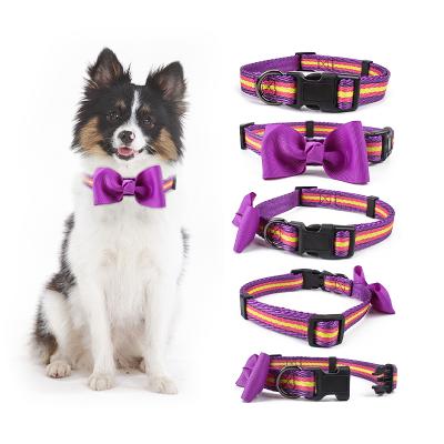 China Personalized Adjustable Reflective Woven Dog Collar Bow Tie Christmas Dog Collar Bow Tie Custom for sale