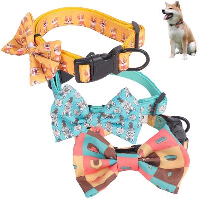 China 2021 Sustainable Pet Supplies Dog Adjustable Bow Tie Cat Dog Buckle Collar Print Designs Wholesale for sale