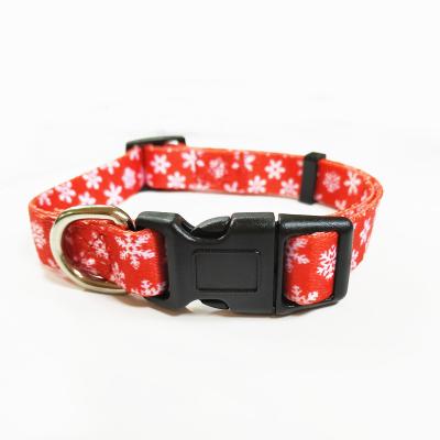 China Viable Professional Pet Supplier Cheap Polyester Sublimated Red Snowflake Dog Collar Wholesale for sale