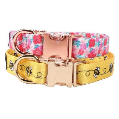 China Polyester Print Fashion Logo Safety Metal Buckle Soft DETACHED Dog Neck Collar Custom for sale