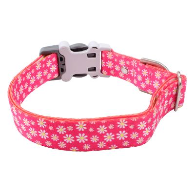 China Custom Made DETACHED Pattern Popular Rose Flower Tweed Christmas Holiday Dog Puppy Medium Buckle Collar for sale