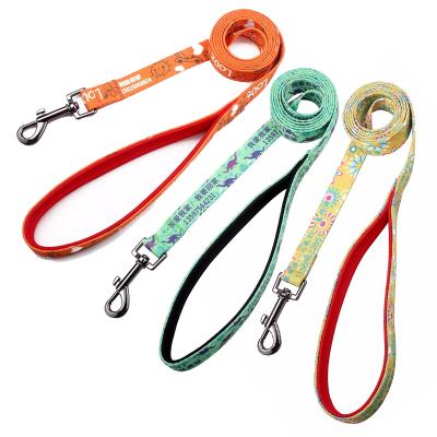 China Custom Design French Bulldog Leads Dog Leash Polyester Dog Padded Hands Free Sublimation Logo Pet Leads for sale