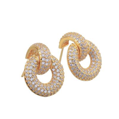 China CLASSIC Romantic CZ Stud Earrings Women Micro Paved Wedding Party Gift Fashion Jewelry for sale