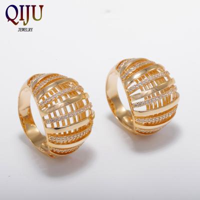 China 2021 Hot Selling CLASSIC Jewelry Double Layer Design Copper 18k Gold Plated Ring For Women Men Decorative for sale