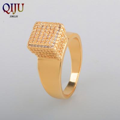 China QIJU 2021 Hot Selling American Style CLASSICS Brazil Pave Set CZ Copper 18K White Gold Rings for sale