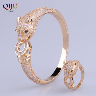 China CLASSIC Top Selling Fashion Set Luxury Copper Leopard Animal Bracelet And Ring for sale