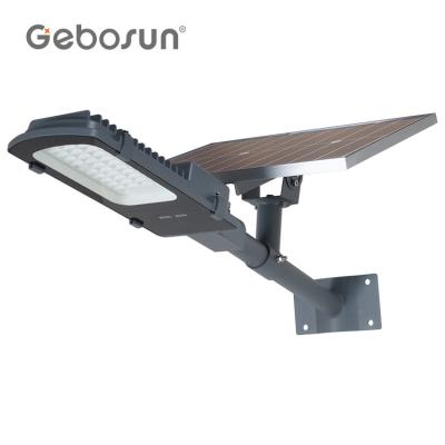 China With mono solar panel in high work efficiency > 21% GEBOSUN Smart Waterproof Outdoor IP66 20 30 50 Watts Led Solar Street Light Price List for sale