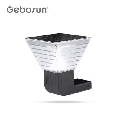 China With mono solar panel in high work efficiency > 21% GEBOSUN waterproof central ip65 garden wall led solar light for sale