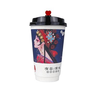 China Custom Printed Single Wall Cafe Biodegradable 4/6/8/12/16/20oz Disposable Hot Drinks Degradable Milk Tea Paper Cup With Lids for sale