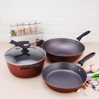 China Tefal Induction Cast Iron Bakeware New Viable Fashions Black Factory Aluminum Coating Pots And Pans Non Stick Cookware Set for sale