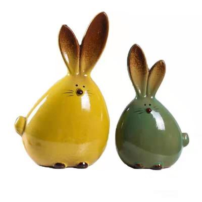 China Eco-friendly OEM Customized Modern Ceramic Decorations Rabbit Home Cabinet Living Room TV Ornaments Ceramic Ornaments for sale