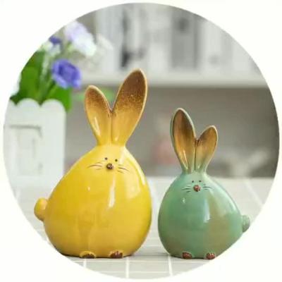 China Eco-friendly Ceramic Sublimation Rabbit Ornaments Animal Craft For Display Customized Christmas Ceramic Ornament for sale