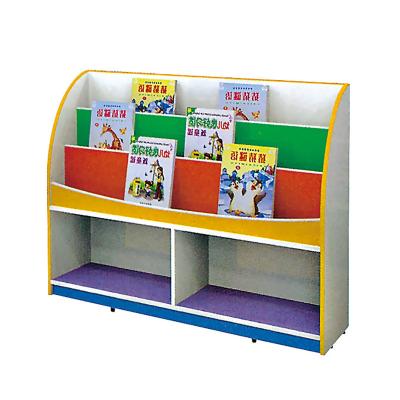 China Kindergarten Environmental Material Furniture Bookcase Children Wooden Reading Shelf SF-100C for sale