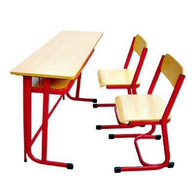 China Modern Plywood Table Top Red Color Frame Classroom Desk And Chair Set Student School Places School Table Set for sale