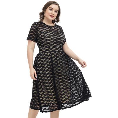 China PS1080303 Black Mesh Anti-Static Pleated Casual Short Sleeve Women Crew Neck Maxi Long Plus Size Summer Dresses for sale