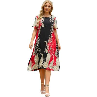 China Viable Floral PS1080402 Models Short Sheath Elegant Casual Women Maxi Plus Size Dress for sale