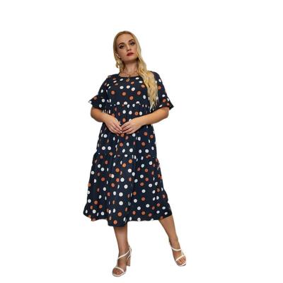 China Anti-Static Short Sleeve Women Polka Dot Casual Ladies Maxi Plus Size Dresses Summer PS1080406 for sale