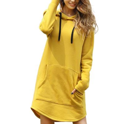 China Wholesale DR630012 solid color anti-pilling long sleeve 2021 fall sweatshirt dress cotton hoodies women's sweatshirt for sale