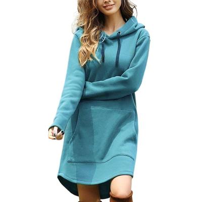 China Wholesale DR630013 solid color anti-pilling long sleeve 2021 fall sweatshirt dress cotton dress hoodies women's anti-pilling for sale