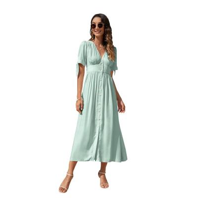 China RD1702103 Solid Color Evening Dress Cotton Summer Dress Baby Long Dress Anti-static Wholesale Party Elegant for sale