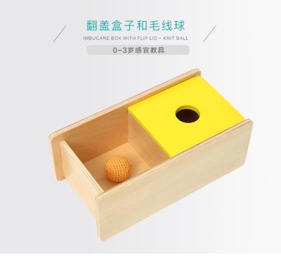 China Montessori Wooden Educational Materials Toys Toddler Items Imbucare Wooden Box with Flip Lid - Knit Ball for sale