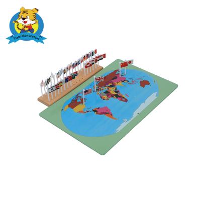 China MDF+basswood+plastic factory support Tiger Montessori Material Geography Flags directly from the world for children for sale