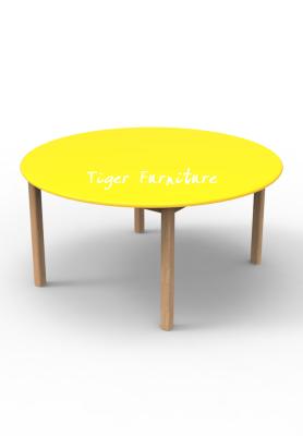 China Mini wooden kids set kidergarden furniture rubber wood color children round table for sale