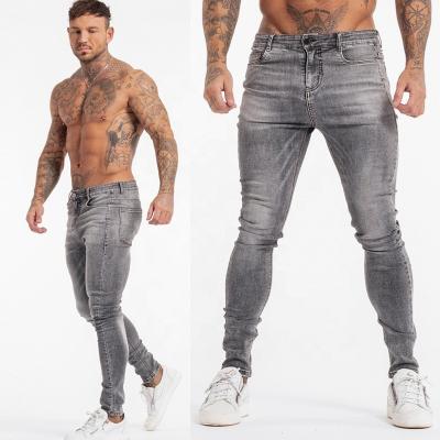 China Dropship Breathable Fashion Brand Distressed Gray Super Stretchy Non-Ripped Men's Pants Slim Fit Skinny Jeans Men for sale