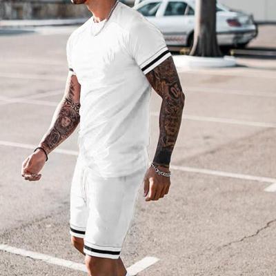 China New Breathable Breathable 2pcs Men Set Suit Sporty Short Sleeve T-Shirt And Shorts Two Piece Polyester Casual Men's Suit for sale