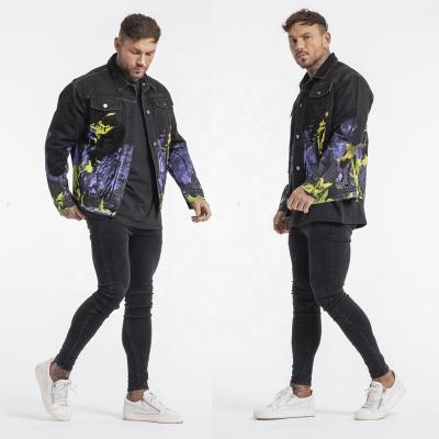 China Fashion Breathable Breathable Custom Printed Colorful Jeans Jacket For Men Screen Printing High Street Denim Jacket for sale