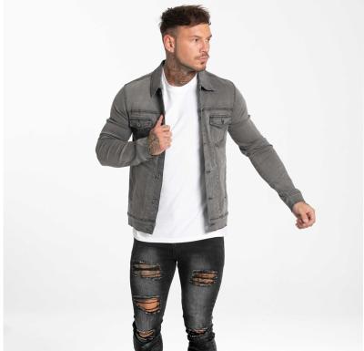 China 2019 Latest Design Cotton 100% Sustainable Jeans Wholesale Gray Custom Men Denim Jacket Washed for sale