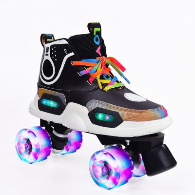 China Wholesale Popular Fashion Trend Boys Girl High Quality Skate Shoes LED Flash Four Wheel Colorful Roller Skate For Kids for sale