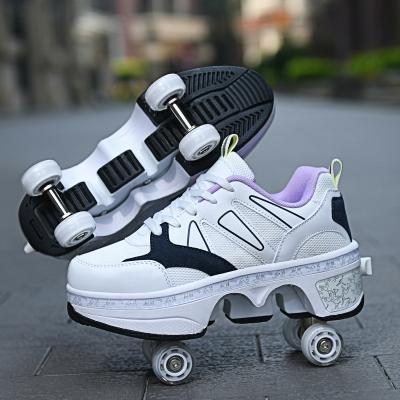 China Fashion Trend 4 Wheels Kick Sport Roller Skates Shoes, 4 Four Wheels Kick Roller Shoes For Kids, Kick Sports Shoes 4 Wheel for sale