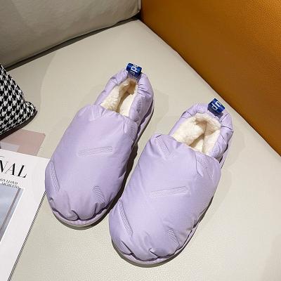 China Fashion Trend Amazon Hot Selling Cotton Home Slippers Down Cloth Women Winter Slippers Solid Color Plush Slippers Wholesale Slippers Keep Warm for sale