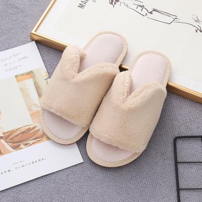 China Fashion Trend Women Faux Fur Slides Vegan Slippers Winter Open Toe Fluffy House Indoor Slides Women's Slippers For Women for sale