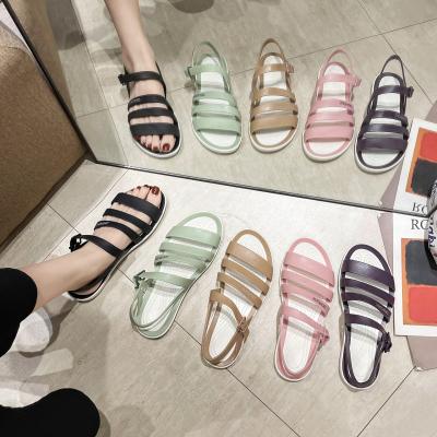 China 2022 Summer Solid Color Slide Sandali Donna Ready To Ship Casual Flat Flip Flops Fashion Trend Multi Color Wholesale Women's Sandals For Lady for sale