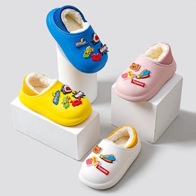 China Indoor Outdoor Warm Children's Fur Slippers Waterproof Non-slip Shoes Sandals Indoor Winter Warm Indoor Child Slippers For Kids for sale