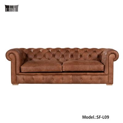 China Chesterfield SOFA High Quality Classic Brown Button Tufted Leather Chesterfield Sofa for sale