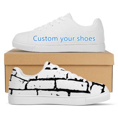 China Fast Delivery Flat High Quality Leather Custom Mens Low Top Basketball Sport Shoes Print Logo Sneakers for sale