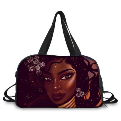 China Customized Black Art African Logo Eco-Friendly Girls Printed Outdoor Shoulder Travel Accessories Bag Wholesale Fashion Women Travel Large Bags for sale