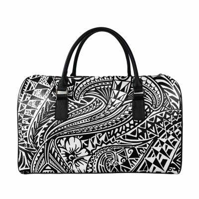 China Fashion Polynesian Flowers Pattern Printed Women Luggage Bags PU Leather Handbags Customize Your Picture Large Capacity Ladies Tote Bags for sale