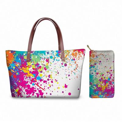 China Custom Colorful Women's Custom Washable Handbags Bags New Style Print Design Graffiti Pattern Print Handbag Clips Purse 2020 for sale