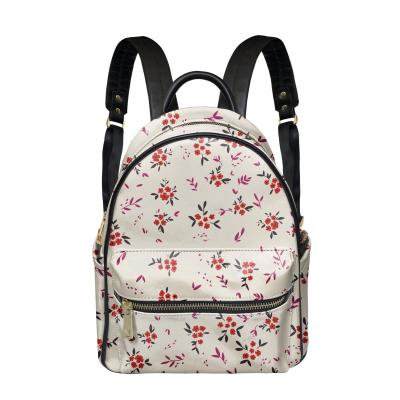 China 2021 Waterproof Cute Women's Backpack Vintage Hibiscus Leather Design Pink All Over Print Mini Daypack For Women Daily Life Customizes Shopping for sale