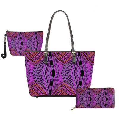 China Normcore Leather Handbags/Minimalist Wholesale Polynesian Tribal Print Lady Handbags For Women Fashional 3Pcs Women Handbags Purse 2020 for sale