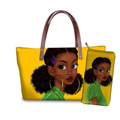 China High Quality Bags For Ladies Black African Girls Print Purses Wholesale Handbags Shoulder To Bag Custom Made Orange Handbags Sets for sale