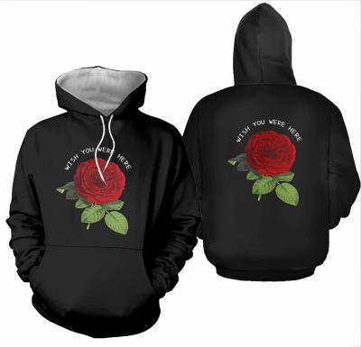 China Vintage Anti-pilling Tailored Hoodie Rose Print Leisure Hoodie Sweater Women's Large Set Unique Hoodie for sale